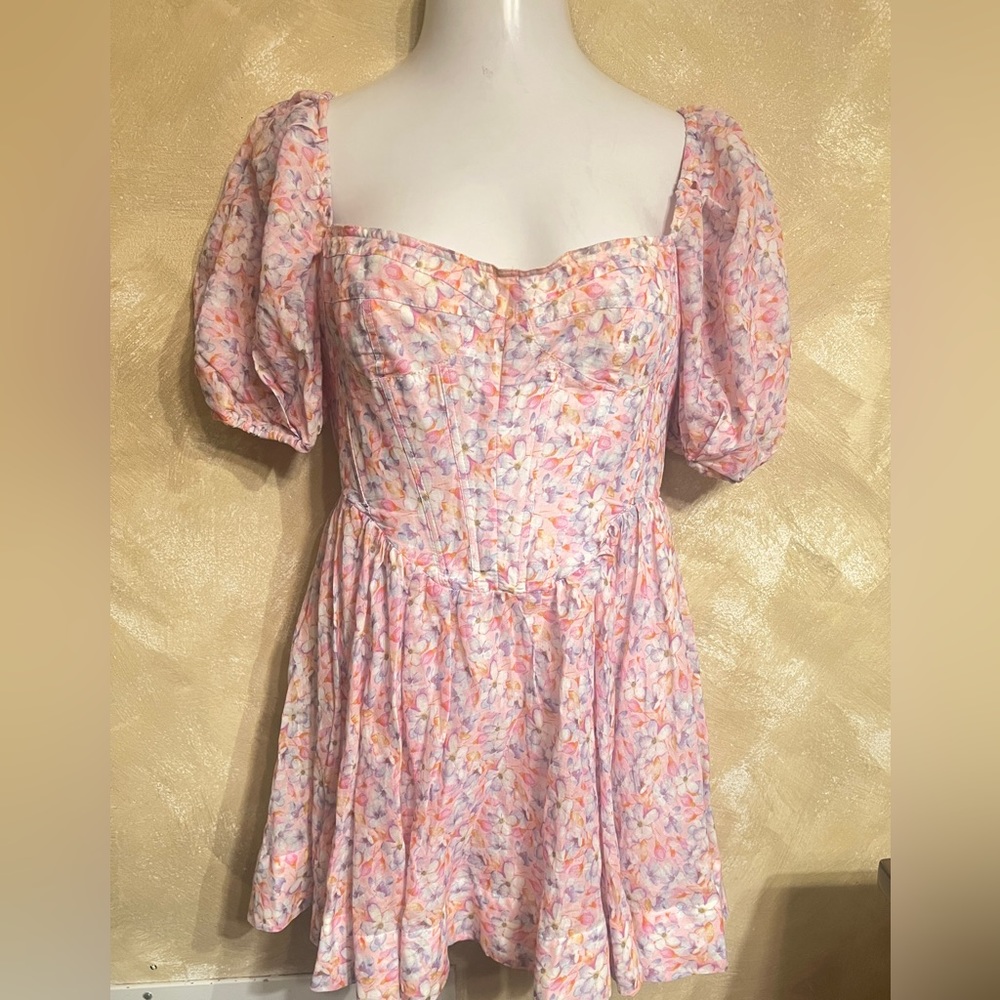 Bardot Kiah floral mini Corset Dress sz large or US 8.